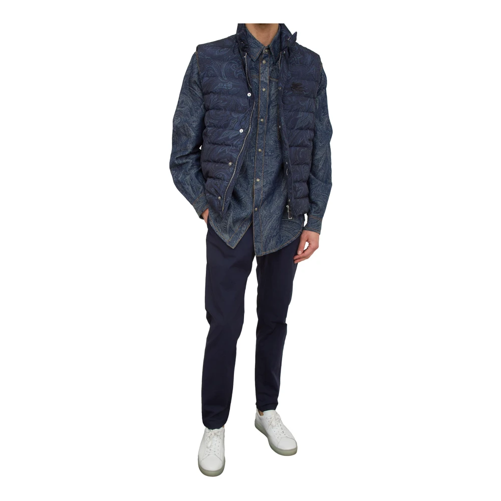 ETRO Blauwe Donsjas Vest Blue Heren