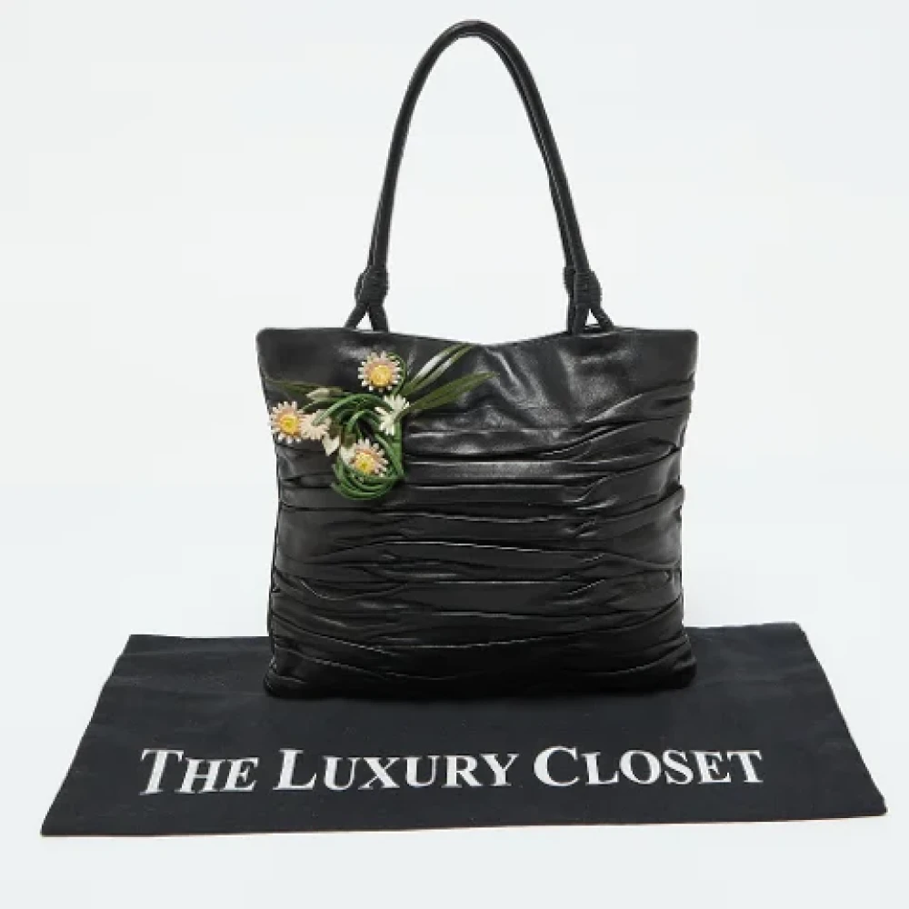 Prada Vintage Pre-owned Leather totes Black Dames