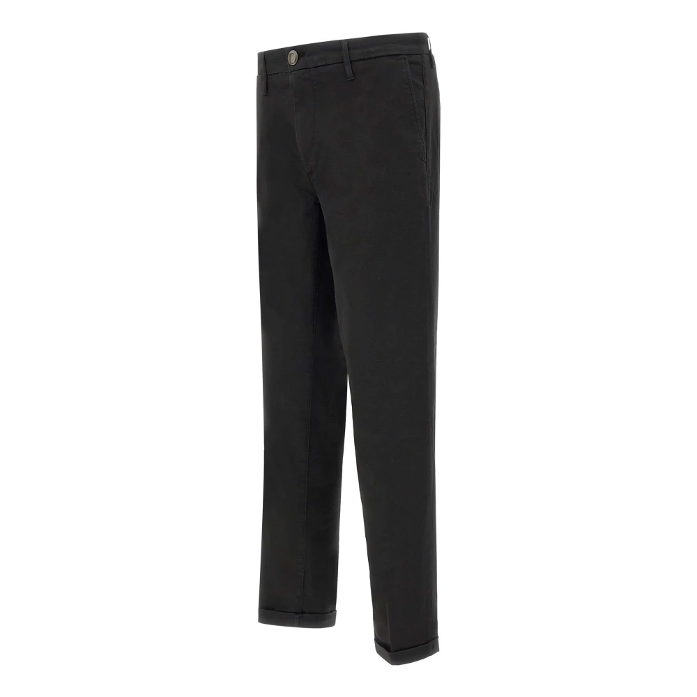 Re-Hash Zwarte Katoenmix Slim Fit Broek Black Heren