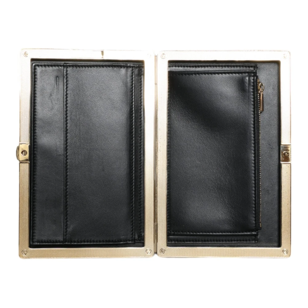 Dolce & Gabbana Zwarte Fluweel Gouden Frame Clutch Avondtas Black Dames