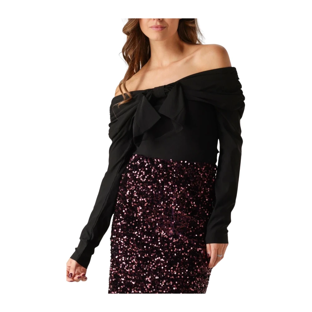 Y.A.S Zwarte Elegante Top met Strikdetail Black Dames
