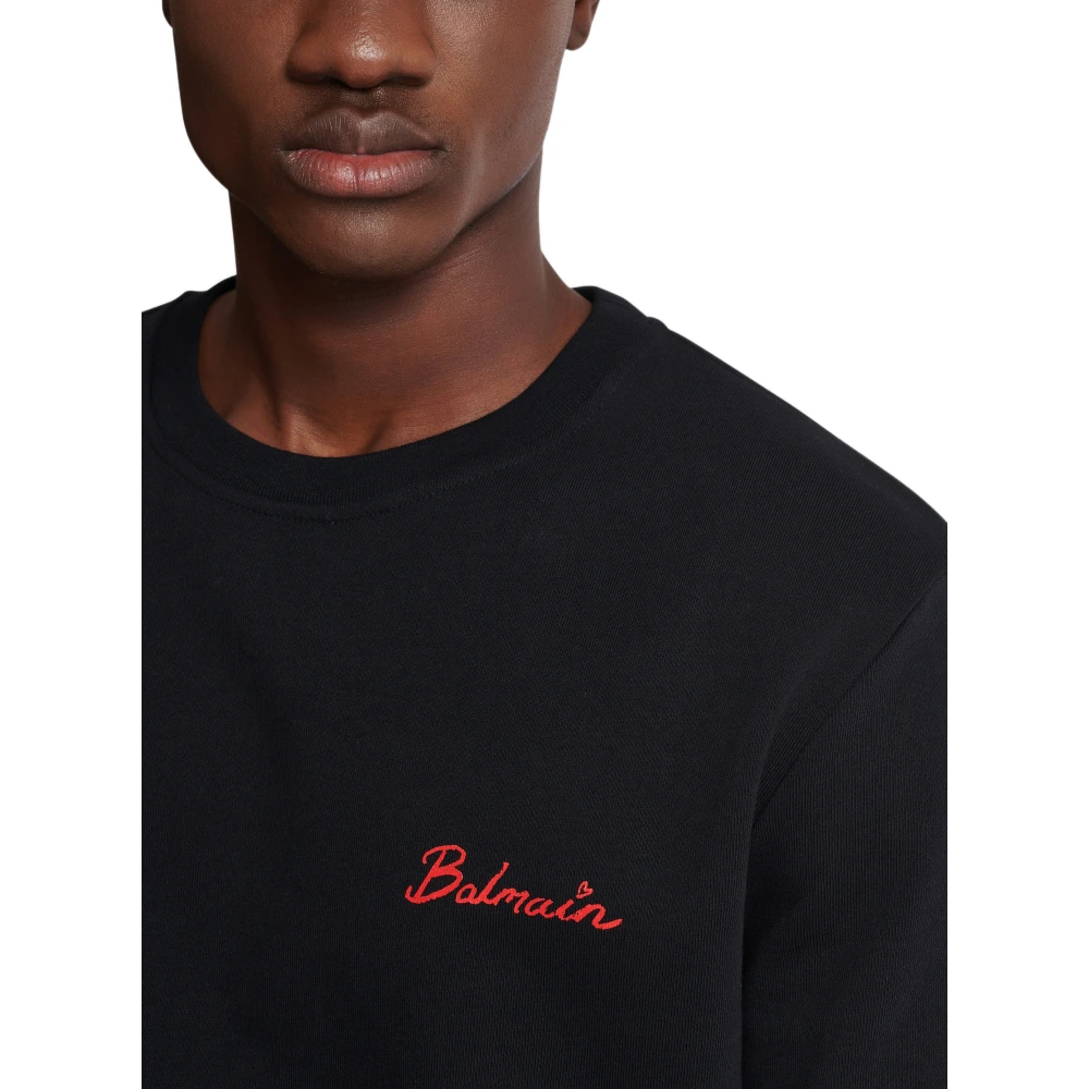 Balmain Sweatshirt met Kiss Print Black Heren
