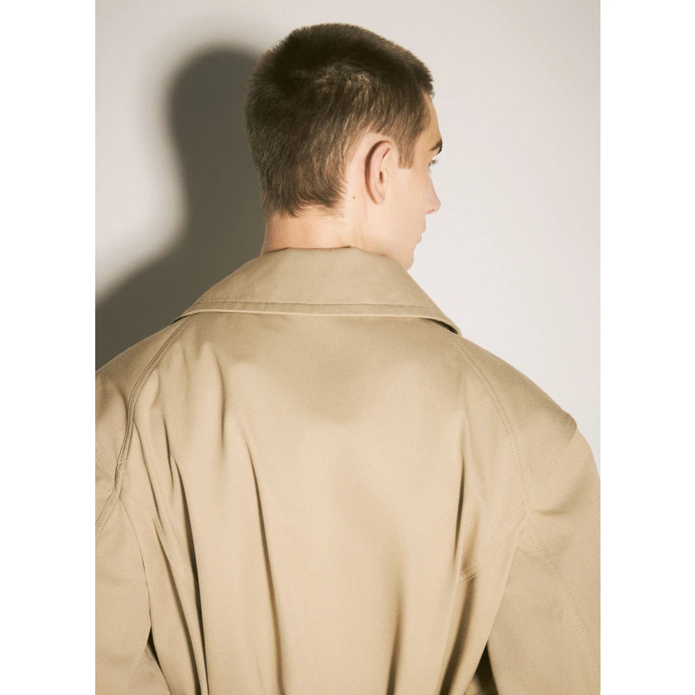 Mugler Twill Trenchcoat met brede kraag Beige Heren