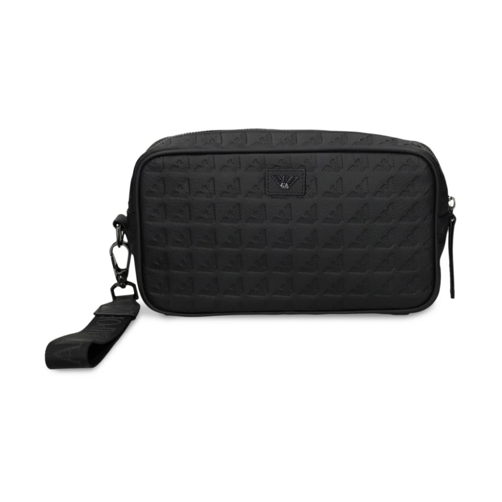 Emporio Armani Portemonnee met reliëflogo en polsband Black Heren