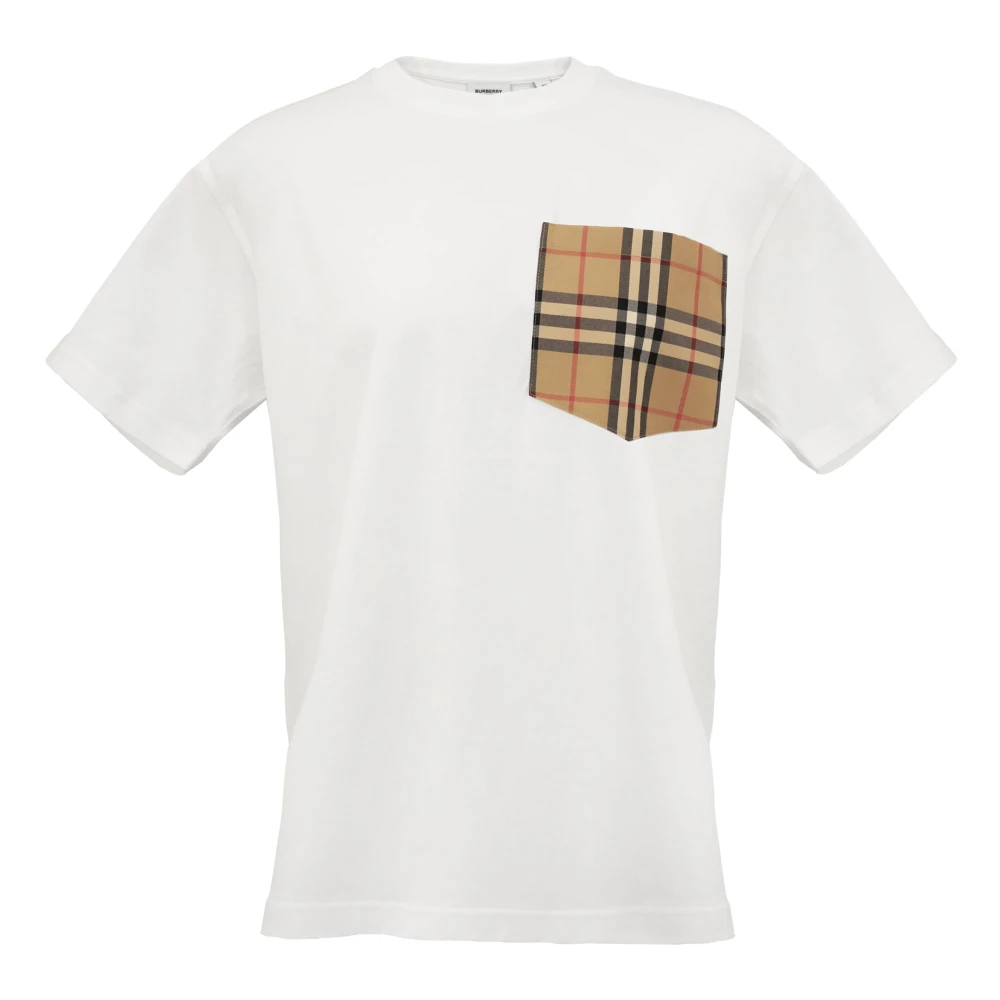 Burberry Wit T-shirt met iconisch ruitpatroon White Heren