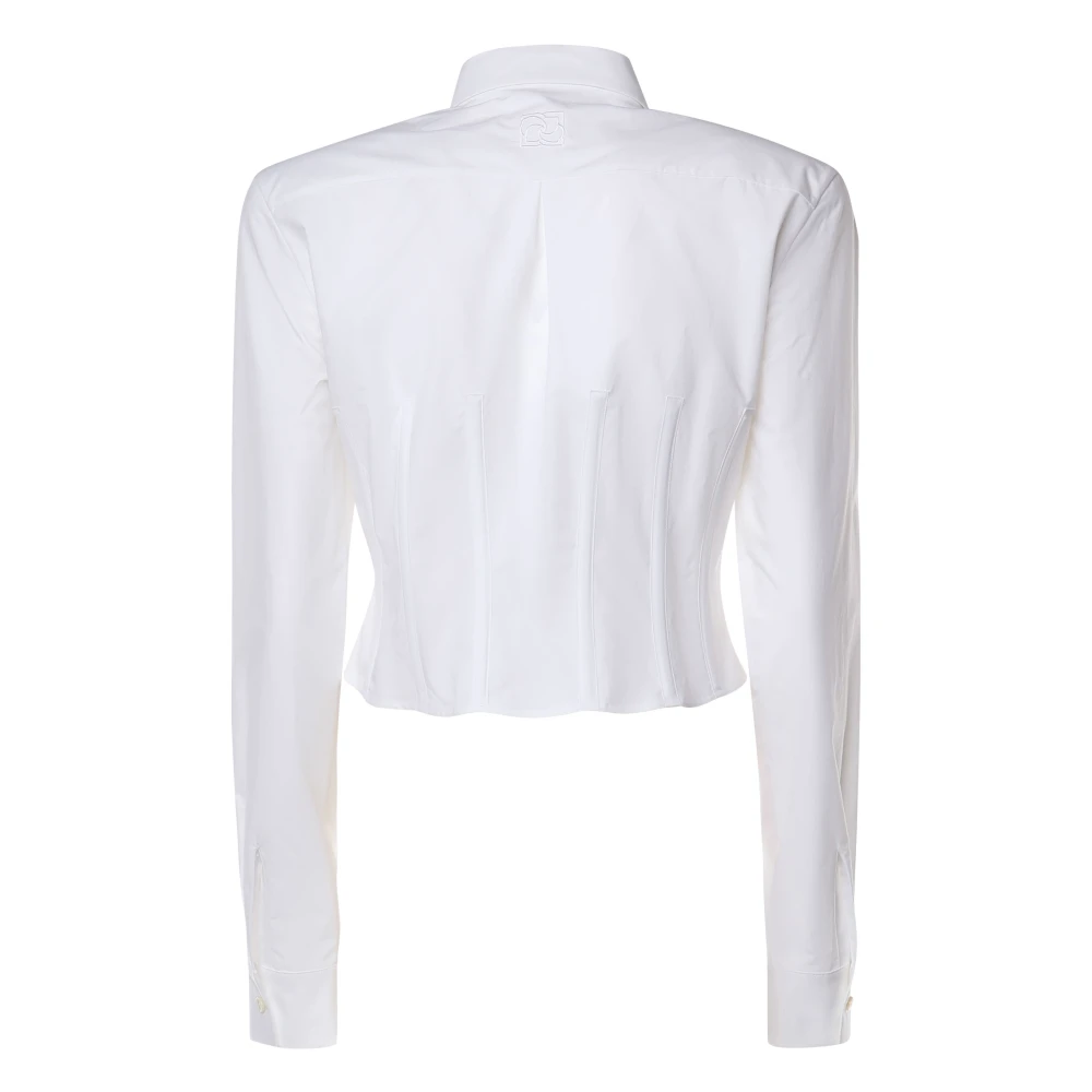 Magda Butrym Witte Katoenen Kort Shirt met Korset White Dames