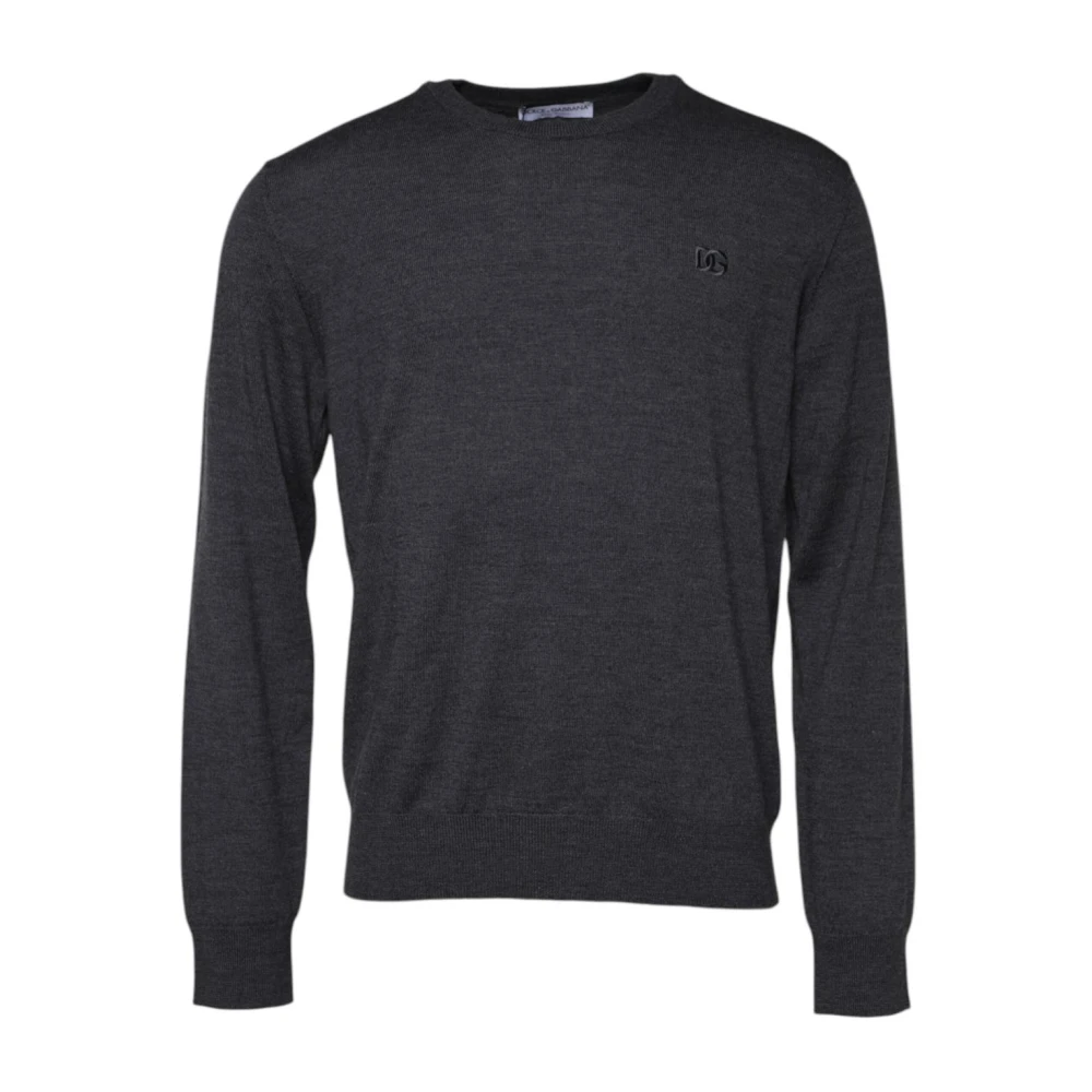 Dolce & Gabbana Gray Wool Logo Knitted Men Pullover Sweater - IT52 | XL - Image 2