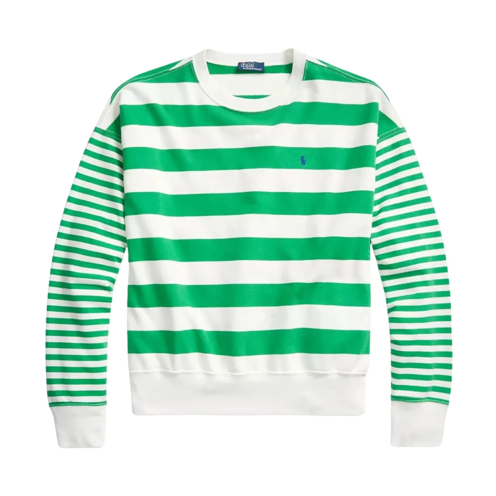 Ralph Lauren Katoenen trui met groene strepen Multicolor Dames