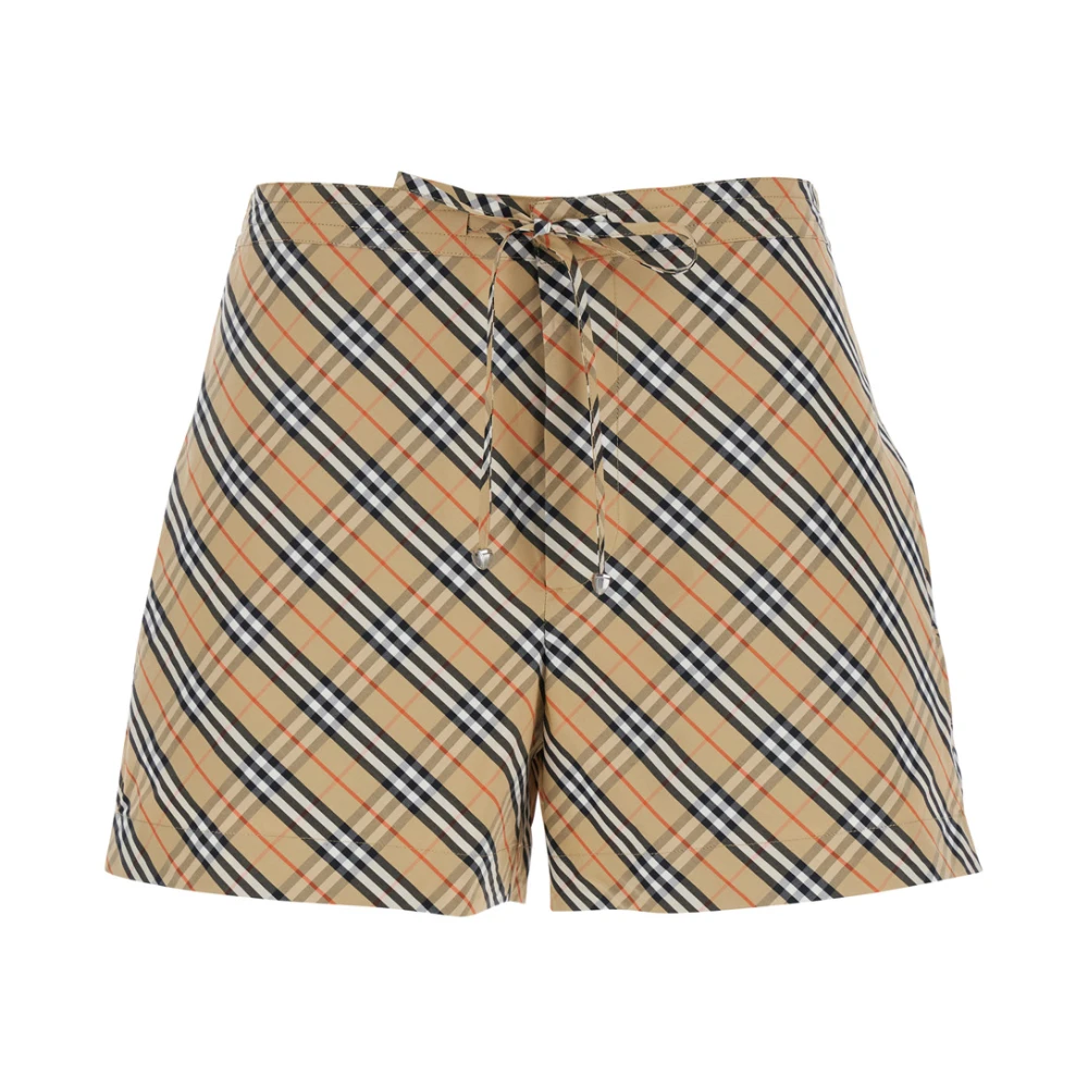 Burberry Women's Beige Short Shorts, Xs, Check Shorts In