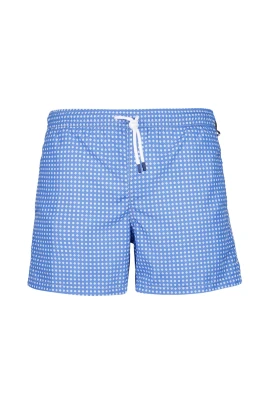 Blå prickiga badshorts