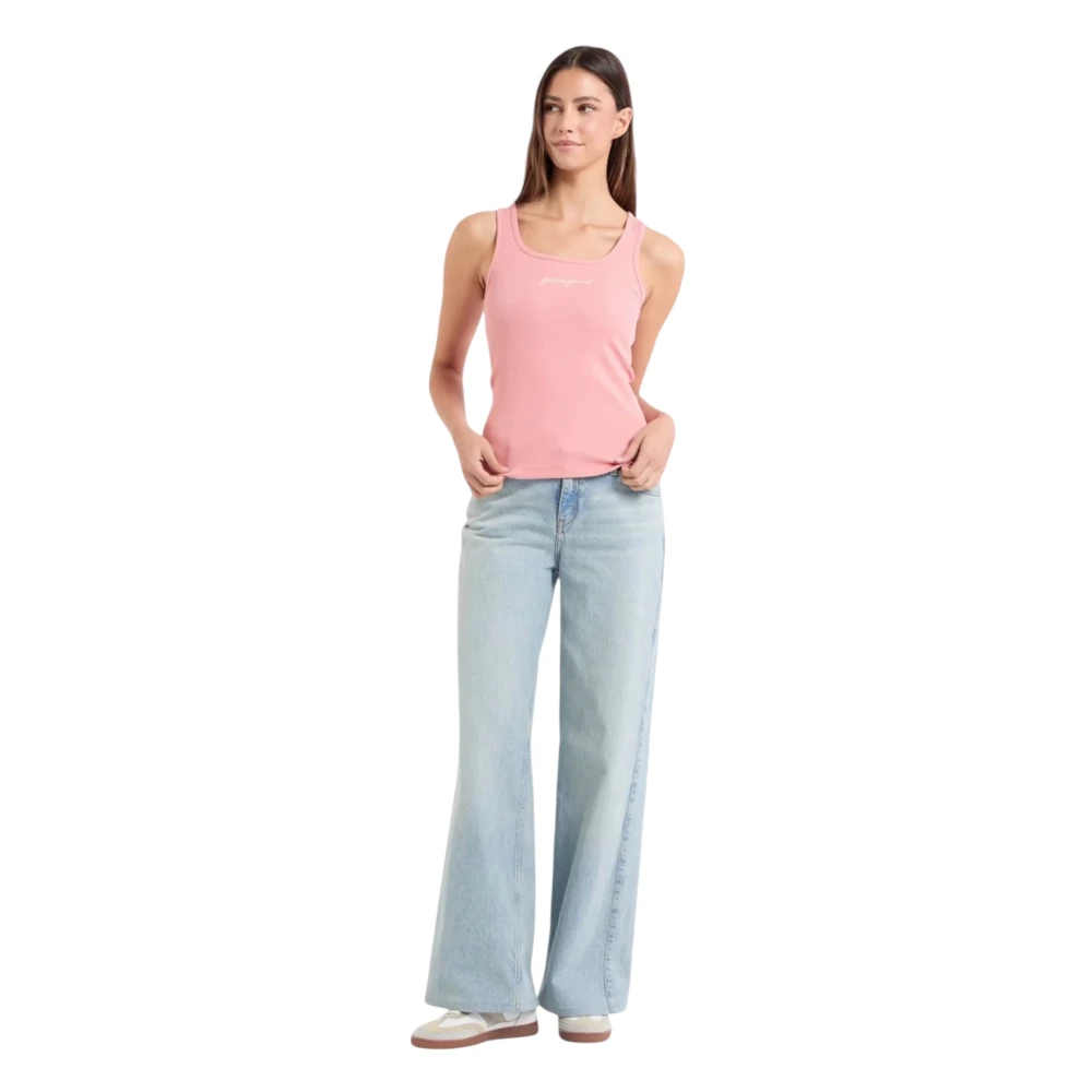 Guess Organische Katoenen Geribbelde Tanktop Pink Dames