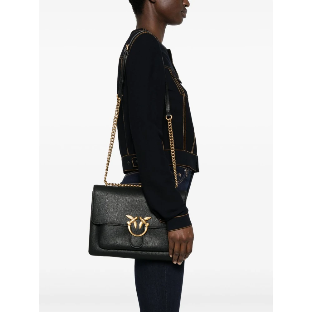 pinko Stijlvolle schoudertas voor dames in zwart en goud Blue Dames