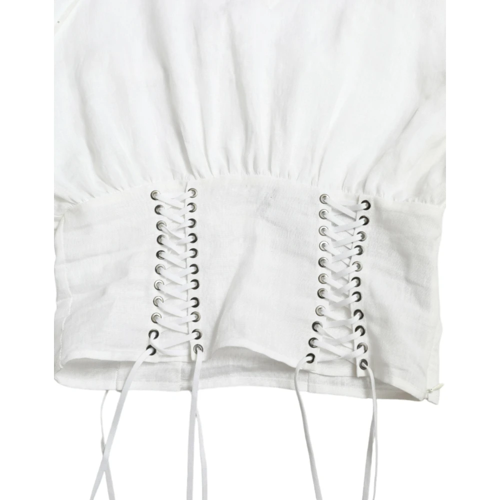 Dolce & Gabbana Wit Kant-Up Korset Top White Dames