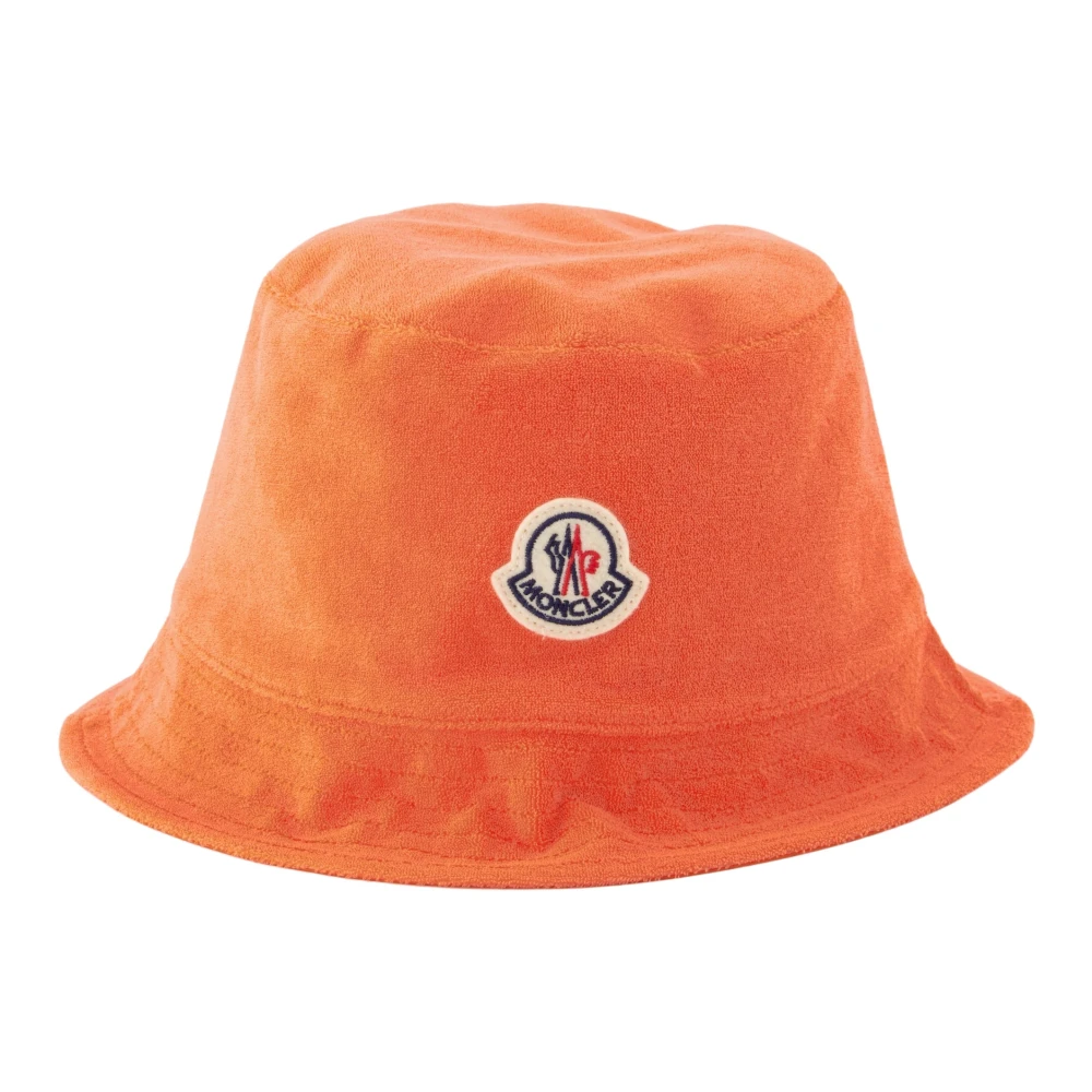 Moncler Logo Katoenen Beanie Muts Orange Dames