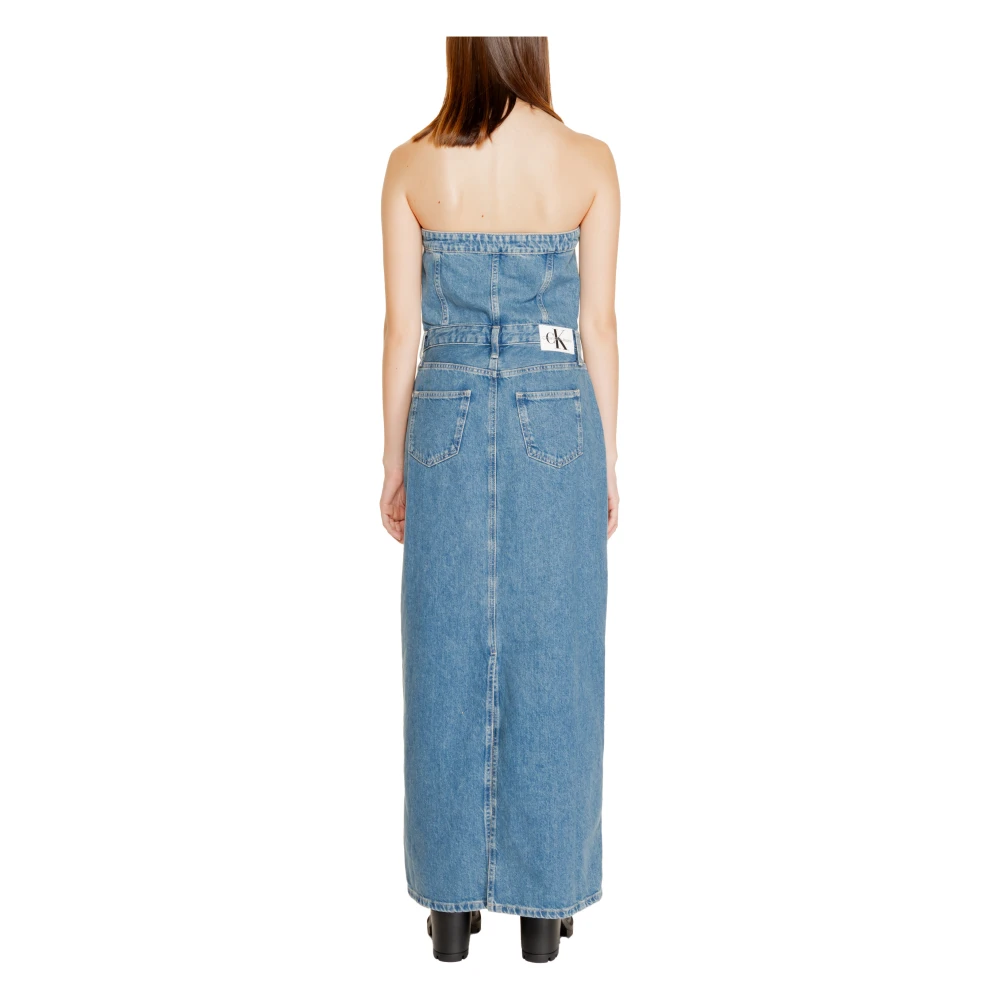 Calvin Klein Jeans Maxi Jurk Herfst Winter Collectie Blue Dames