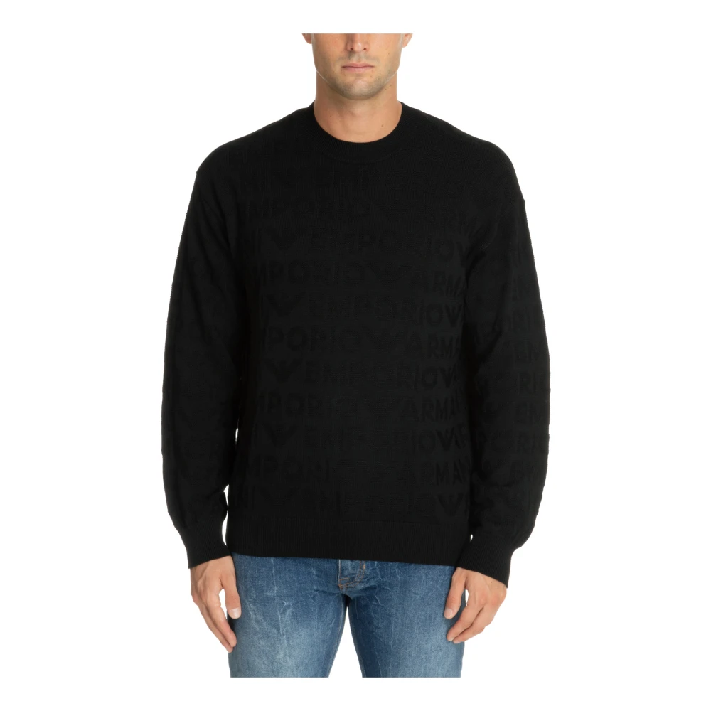 Emporio Armani Stijlvolle Pullover Trui voor Mannen Black Heren