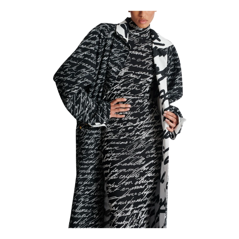 Balmain Lange omkeerbare jas met 'Liefdesbrief' print White Dames