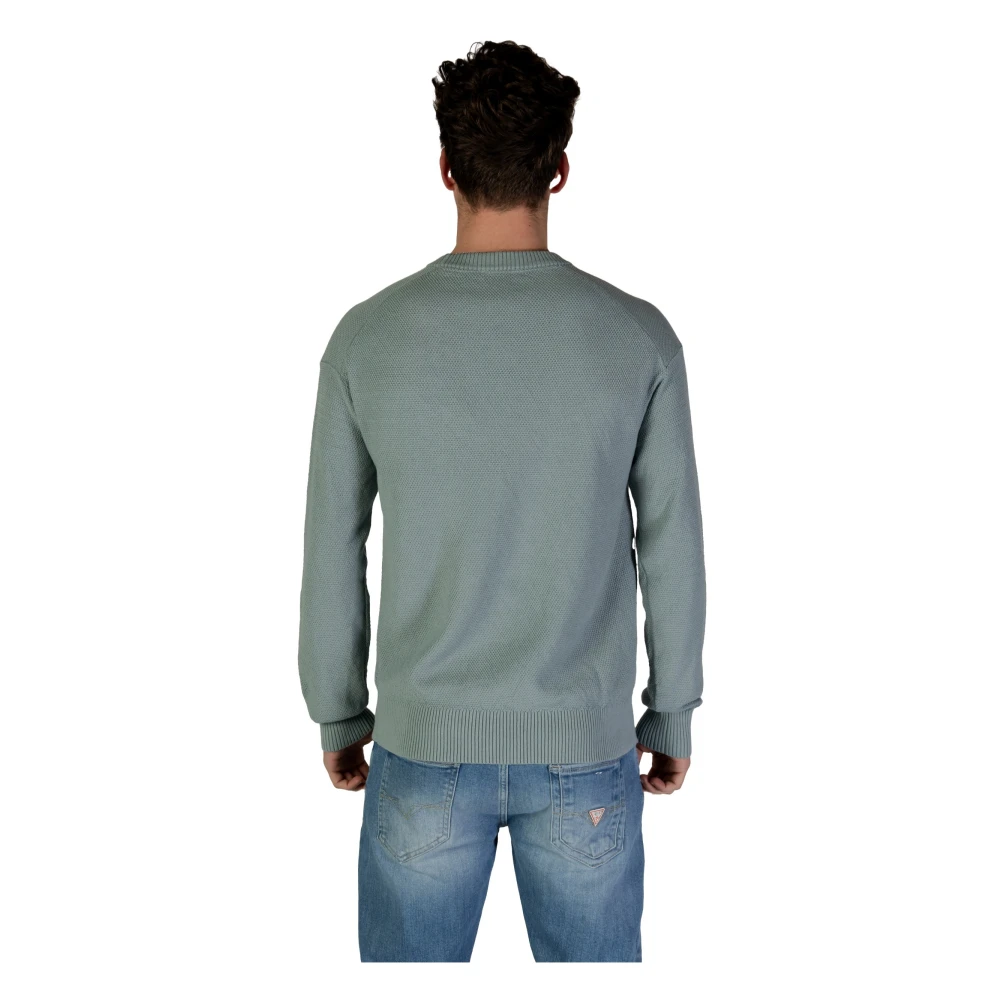 Calvin Klein Jeans Groene Gebreide Trui Lange Mouw Ronde Hals Green Heren