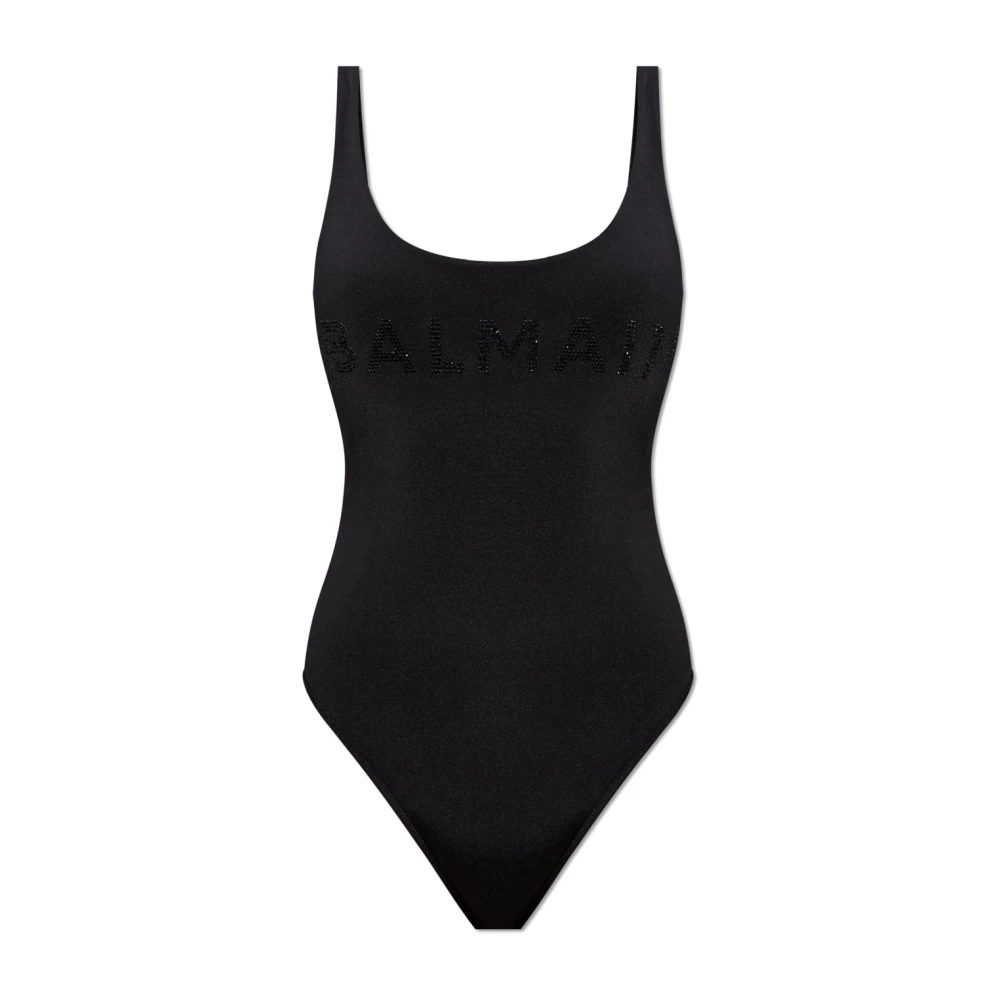 Balmain Effen Logo Swarovski Badpak Black Dames