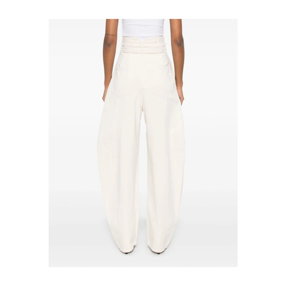 SPORTMAX Beige Jeans met Riemtaille Beige Dames
