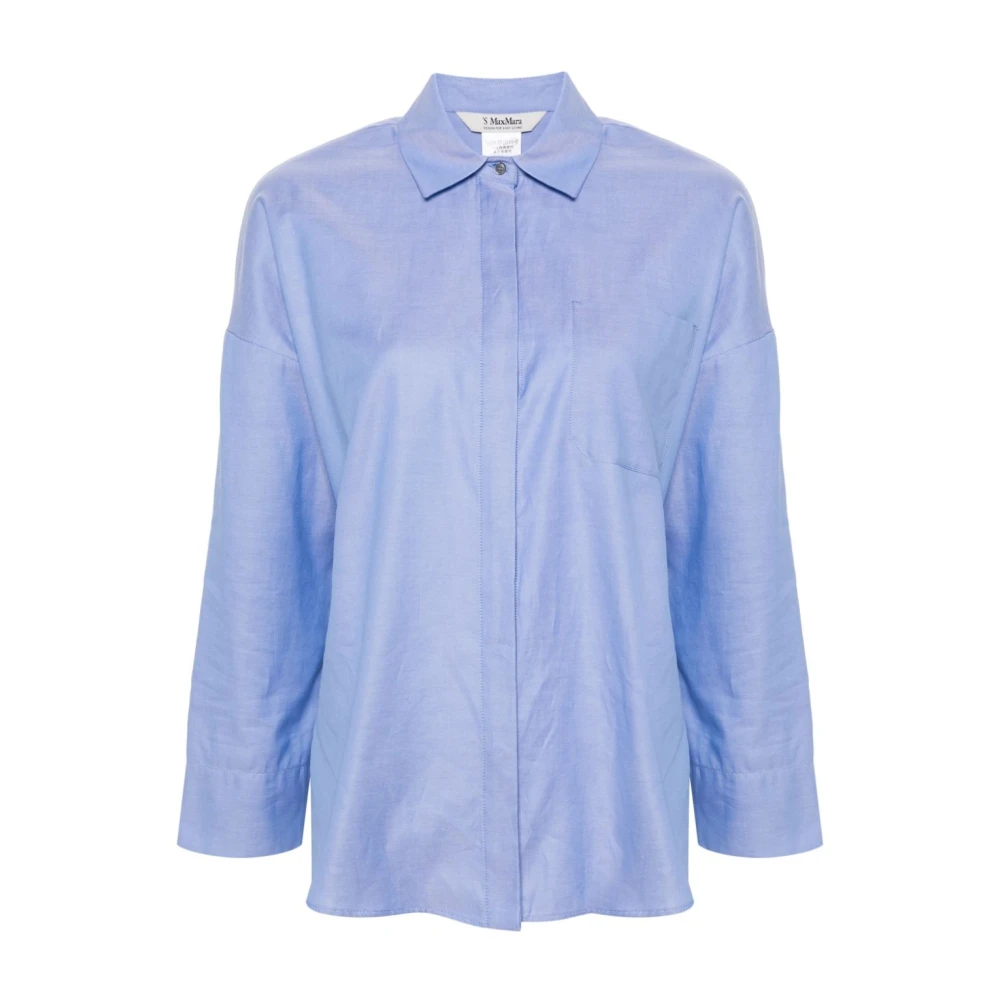 Max Mara Blauwe Oxford Katoenen Overhemd Blue Dames