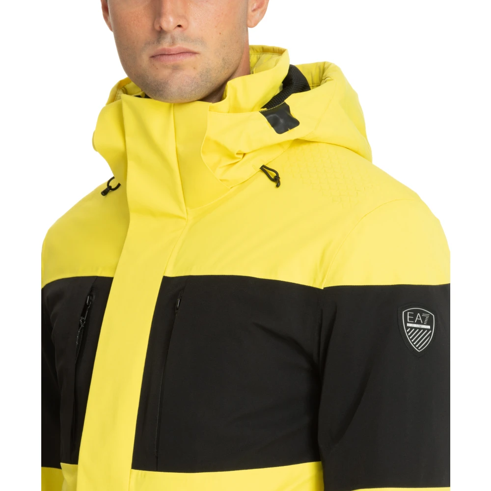 Emporio Armani EA7 Multikleur Ski Jas met Logo Details Yellow Heren