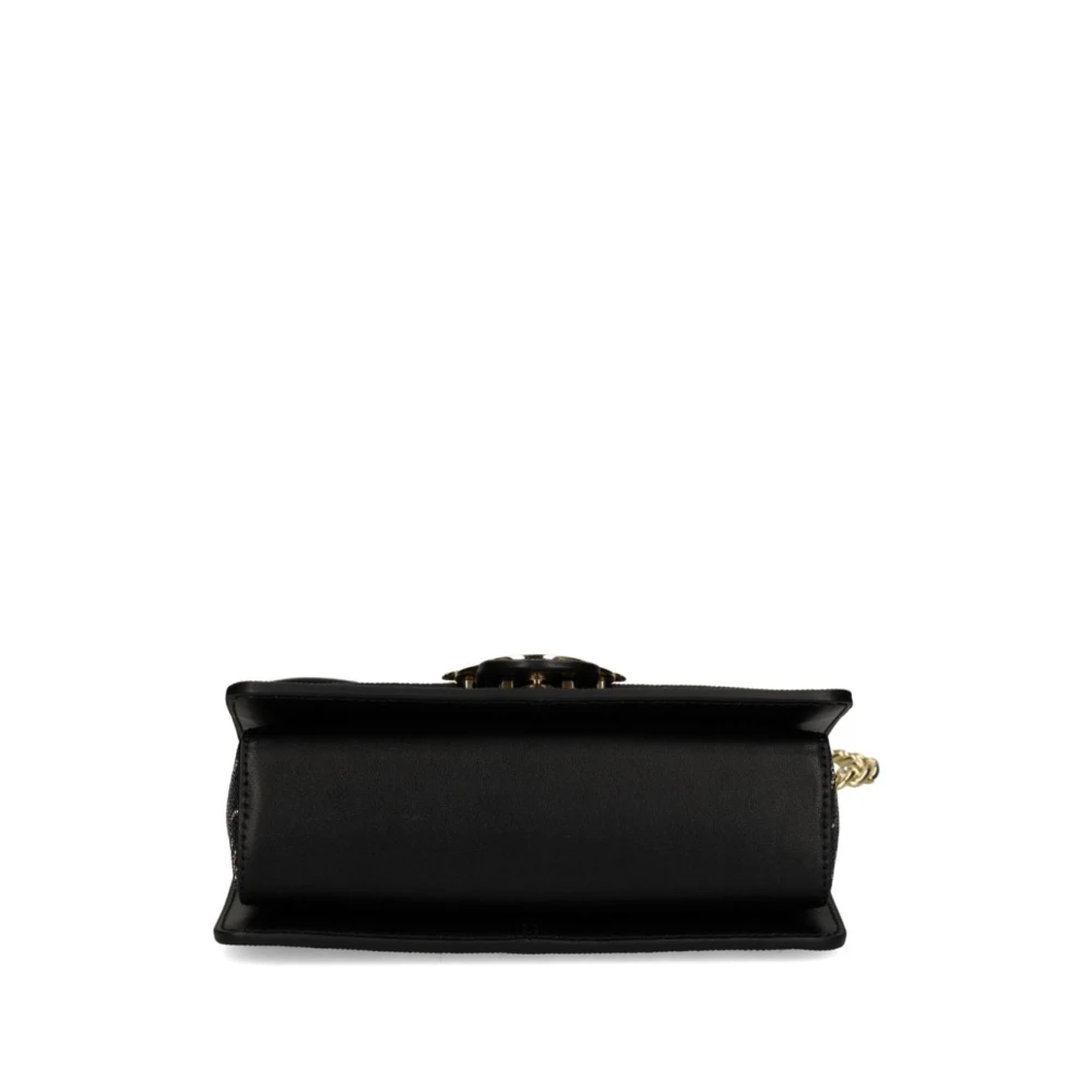 pinko Zwarte Pailletten Love One Mini Tas Black Dames