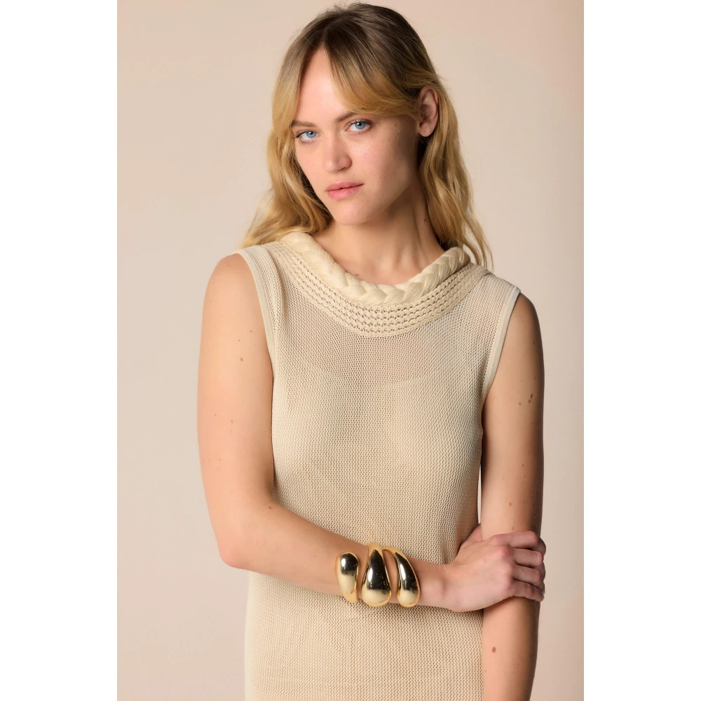 Kocca Lange jurk met bewerkte halslijn Beige Dames