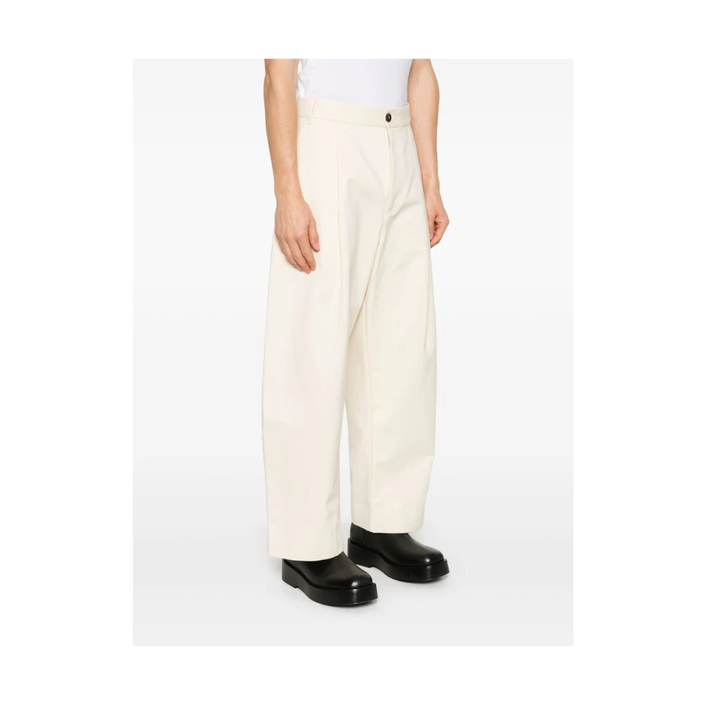 Studio Nicholson Ecru Broek met Riem en Zakken Beige Heren