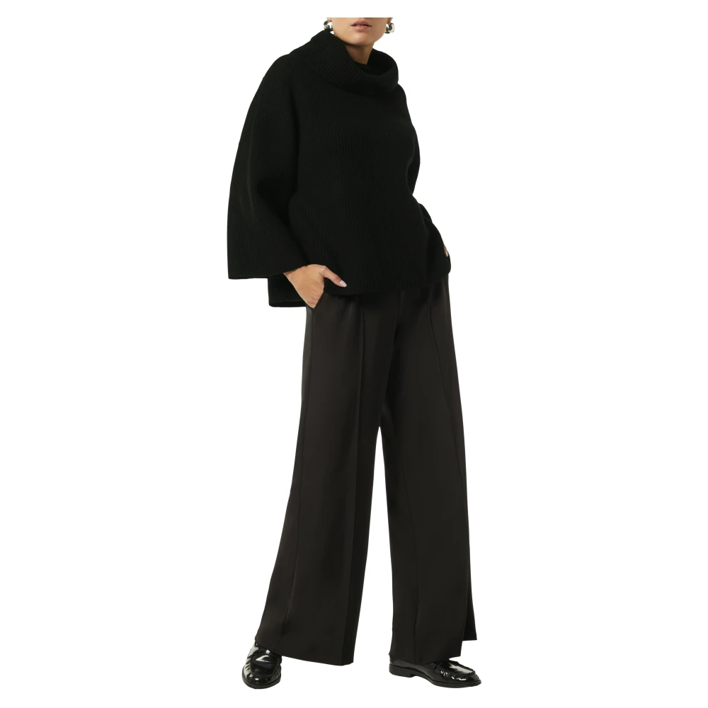 comma Zachte Rollneck Poncho voor Binnen Black Dames