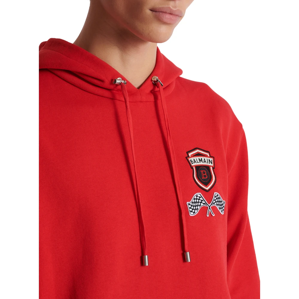 Balmain Racing hoodie Red Heren