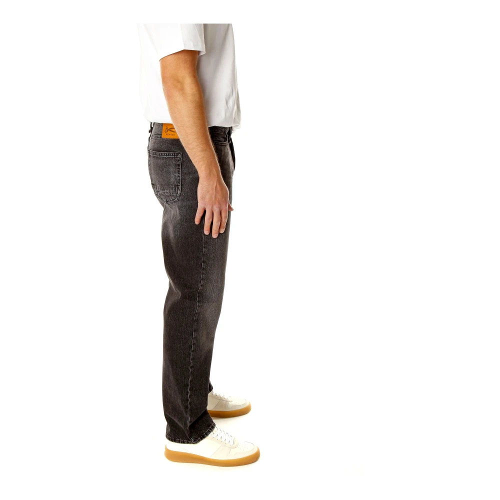 Denham Zwarte relaxed fit jeans met middelhoge taille Gray Heren