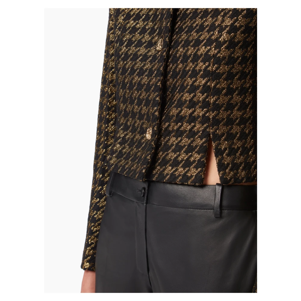 Nina Ricci Zwart Houndstooth Tweed Jas Multicolor Dames