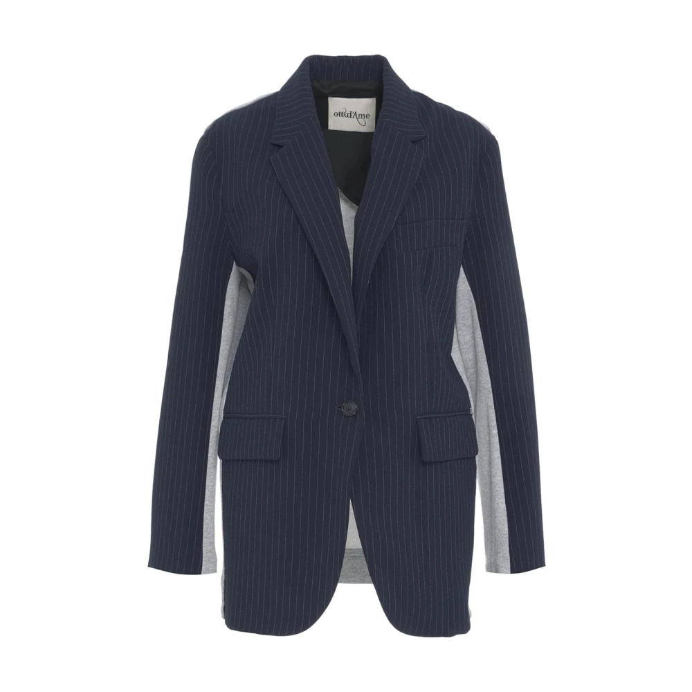 Ottod'Ame Blauwe Single-Breasted Blazer met Pinstripes Blue Dames
