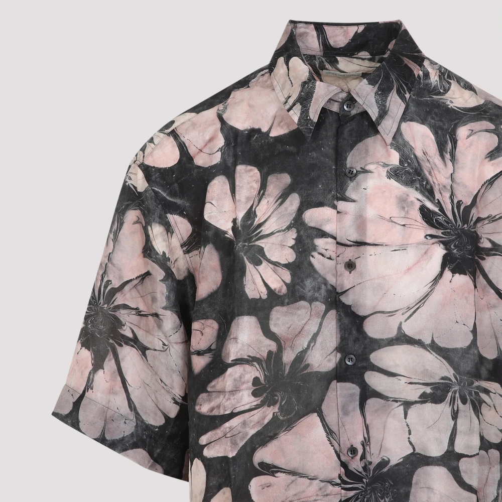 Dries Van Noten Zijden Roze & Paarse Overhemd Multicolor Heren