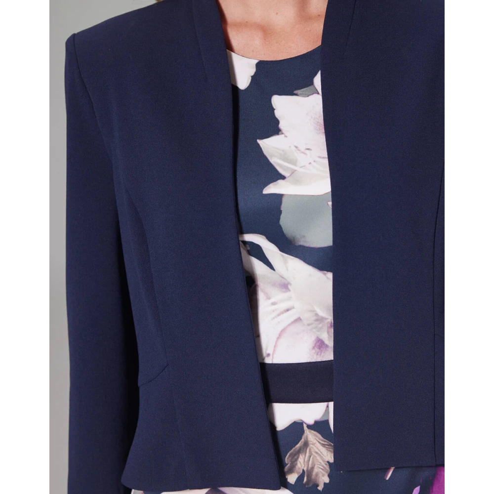Swing Getailleerde Jersey Crepe Jas Blue Dames