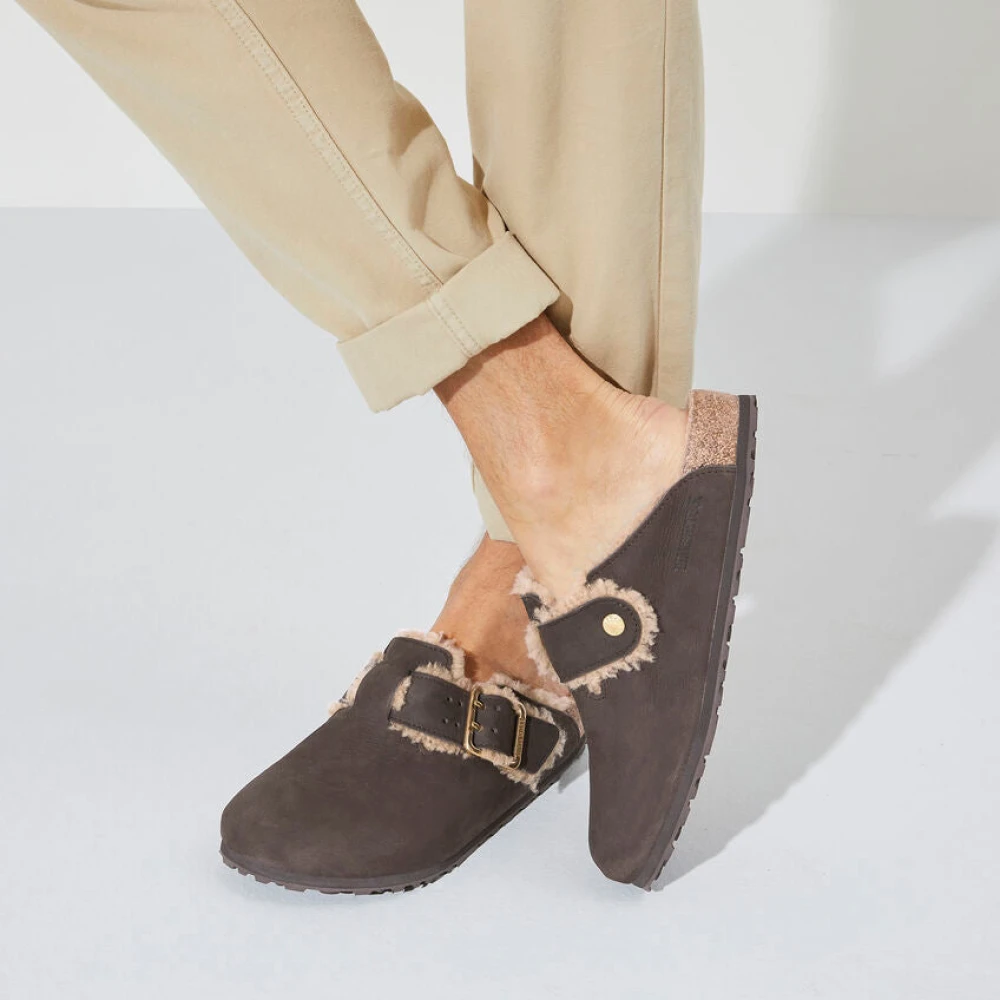 Birkenstock Boston Bold Shearling Pantoffels Brown Heren