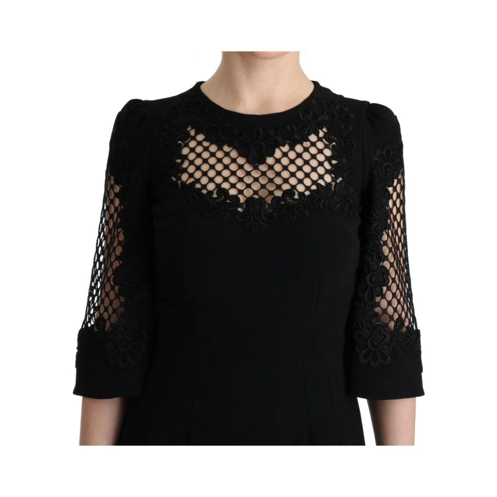 Dolce & Gabbana Zwart Bloemen Maxi Jurk Black Dames