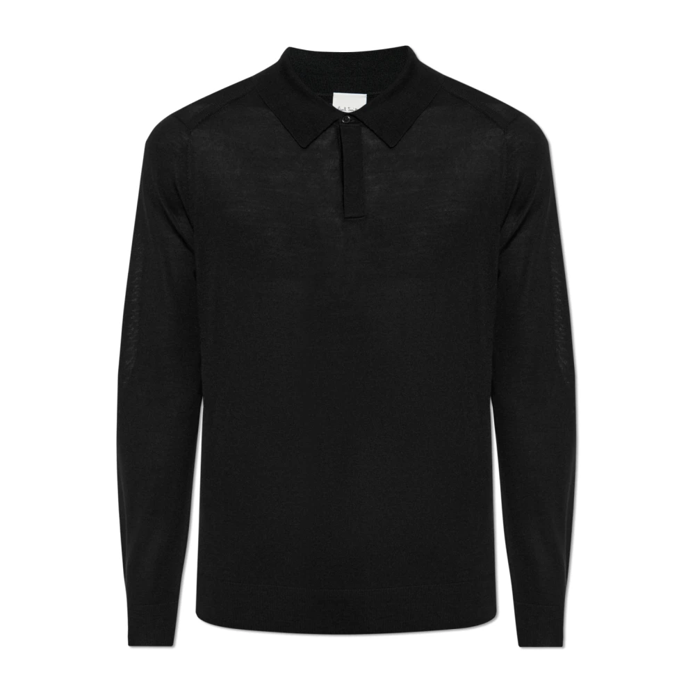 Paul Smith Wollen Polo Trui Black Heren