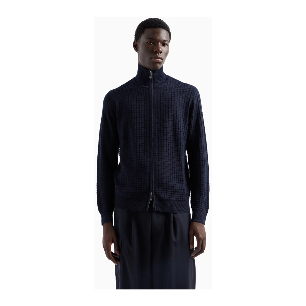 Emporio Armani Stijlvolle rits cardigan Blue Heren