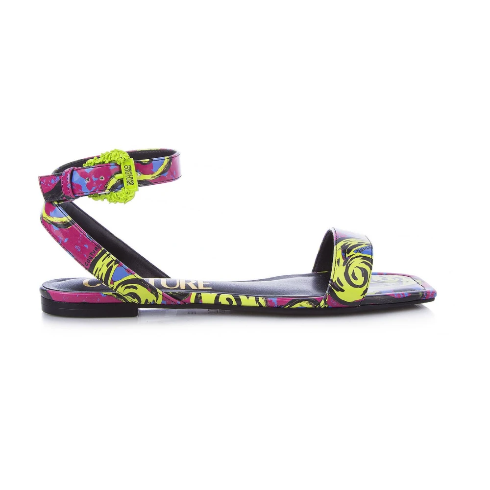 Versace Jeans Couture Multicolor Couture Print Platta Sandaler - Storlek 38 Multicolor, Dam