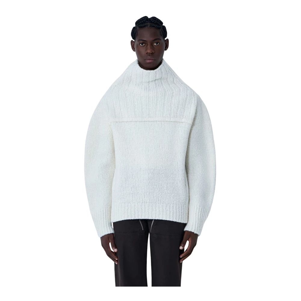 Dries Van Noten Men's White Highneck Jumper - Turtlenecks - S - Knitwear