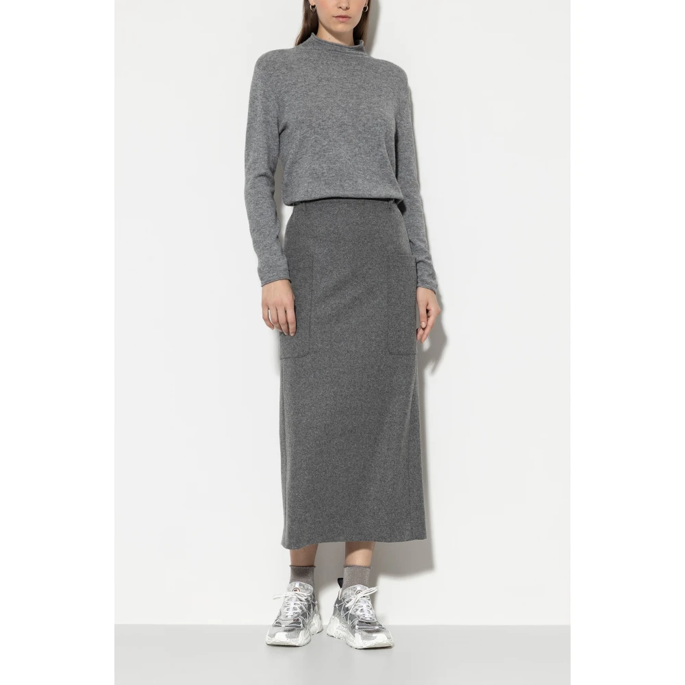 LUISA CERANO Melange Wol Flanel Jersey Lange Rok Gray Dames