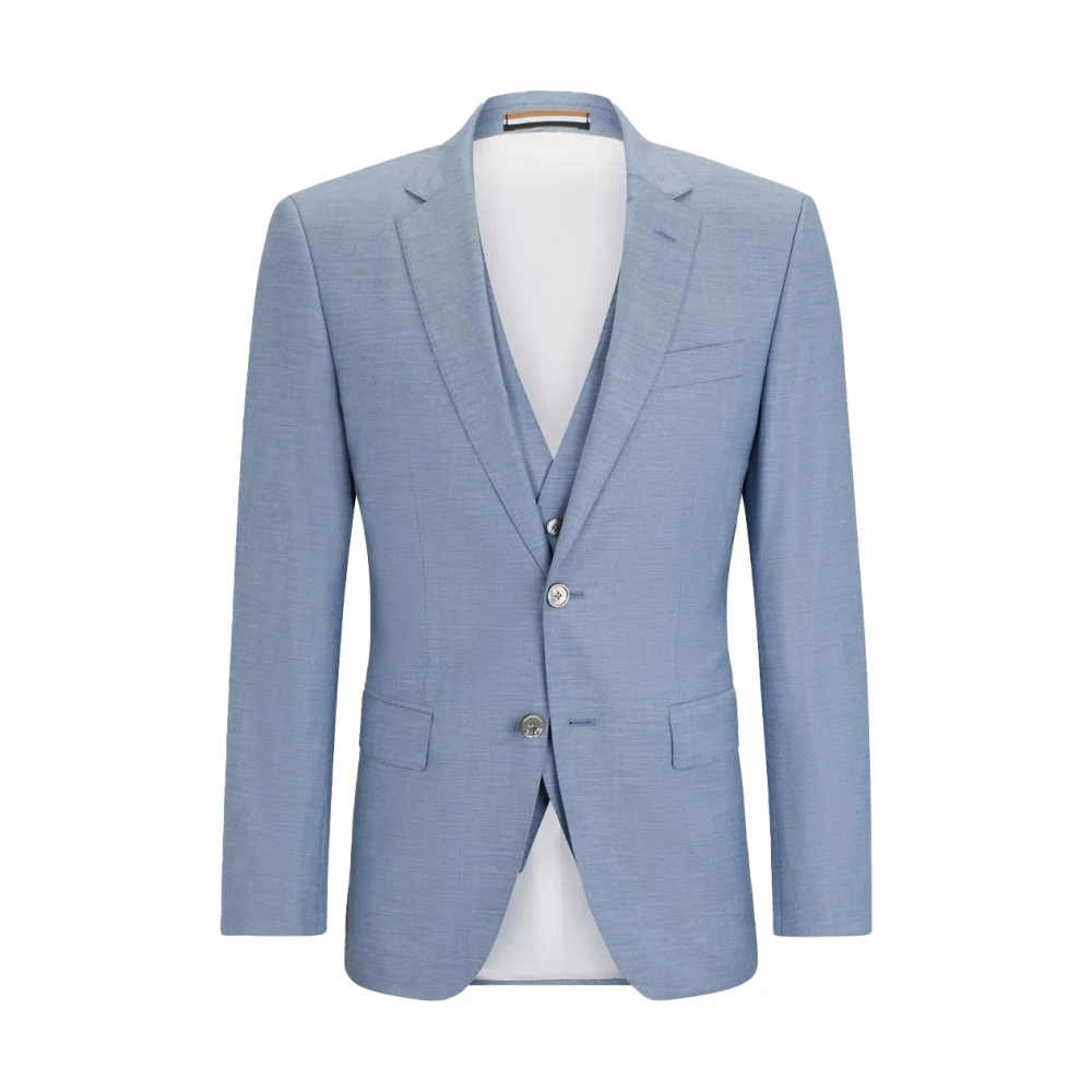 Hugo Boss Stijlvol Slim Fit Driedelig Pak Blue Heren