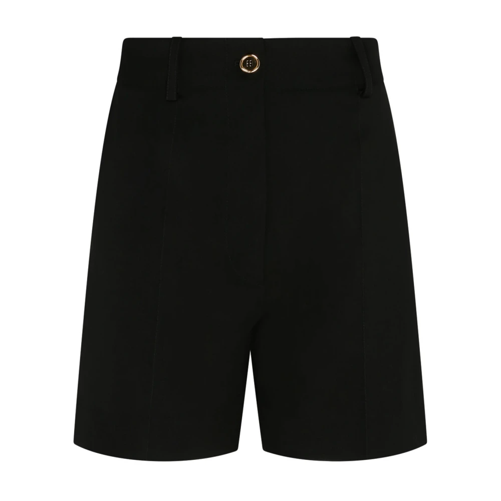 Patou Zwarte wollen shorts met pleather detail Black Dames