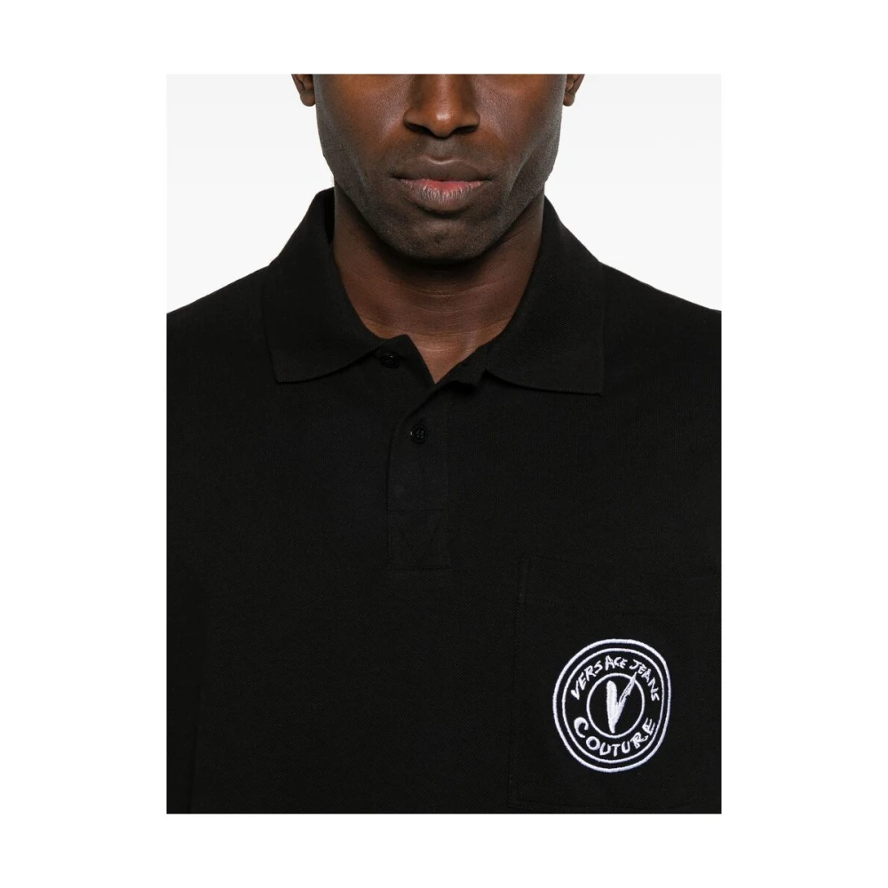 Versace Jeans Couture Zwarte Trui met Zak en Knopen Black Heren