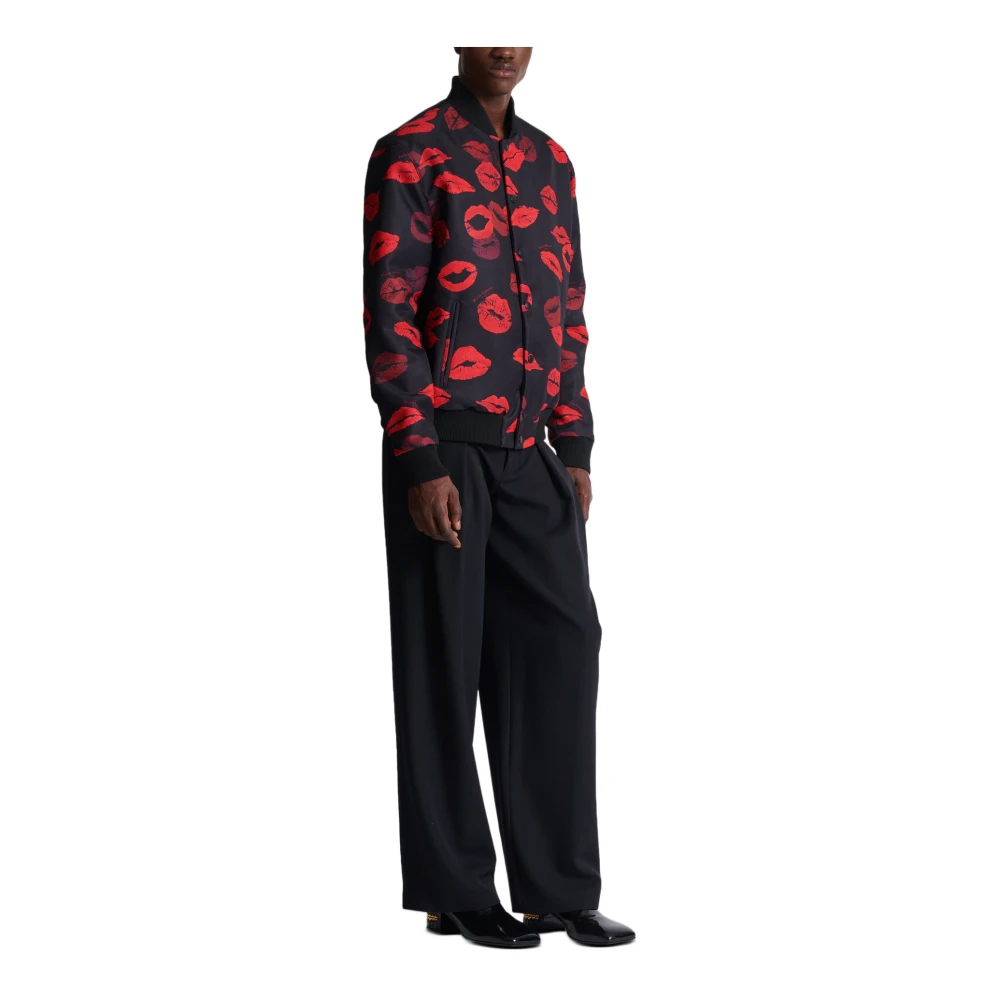 Balmain Omkeerbare bomberjack in effen en Kiss-print nylon Multicolor Heren