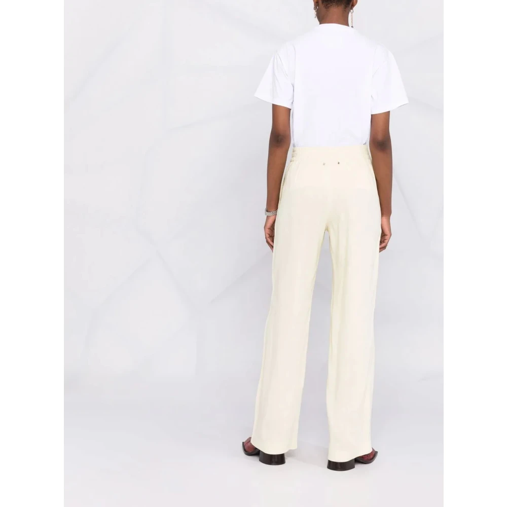 Golden Goose Pastel Yellow Wide-Leg Linen Trousers Yellow Dames