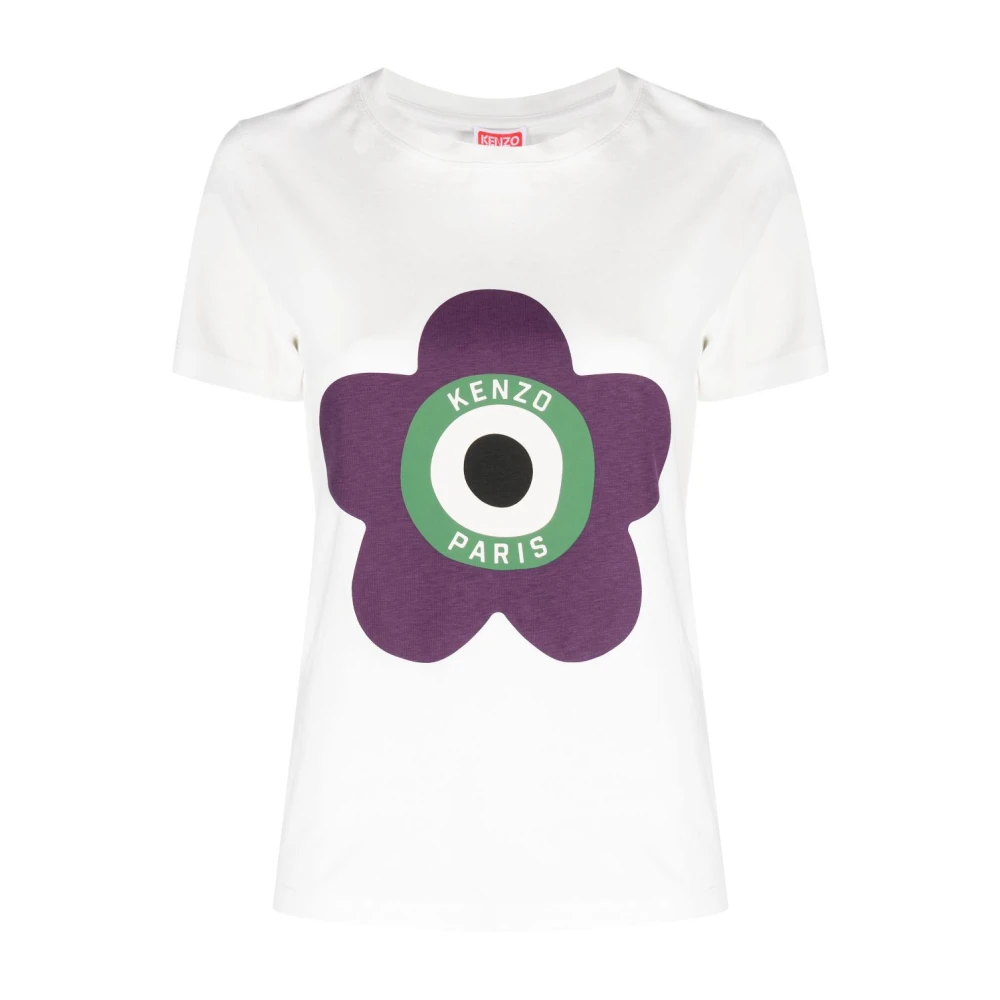 Kenzo Boke Flower Logo-Print T-Shirt Beige Dames