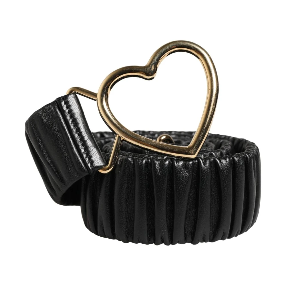Dolce & Gabbana Women's Gold Leather Belt With Heart Metal Buckle